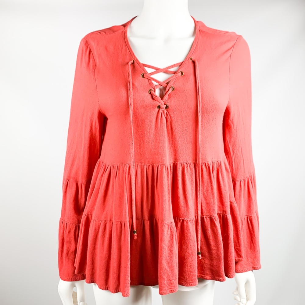 💫Entro Womens Top Orange Bell Sleeves